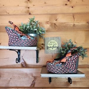 Edmundo Castillo 💜 Rosalin Jute Wedges Espadrille Snake Leather Slingback 7 /37